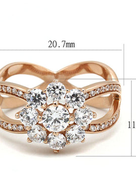 TS586 - Rose Gold 925 Sterling Silver Ring with AAA Grade CZ  in Clear